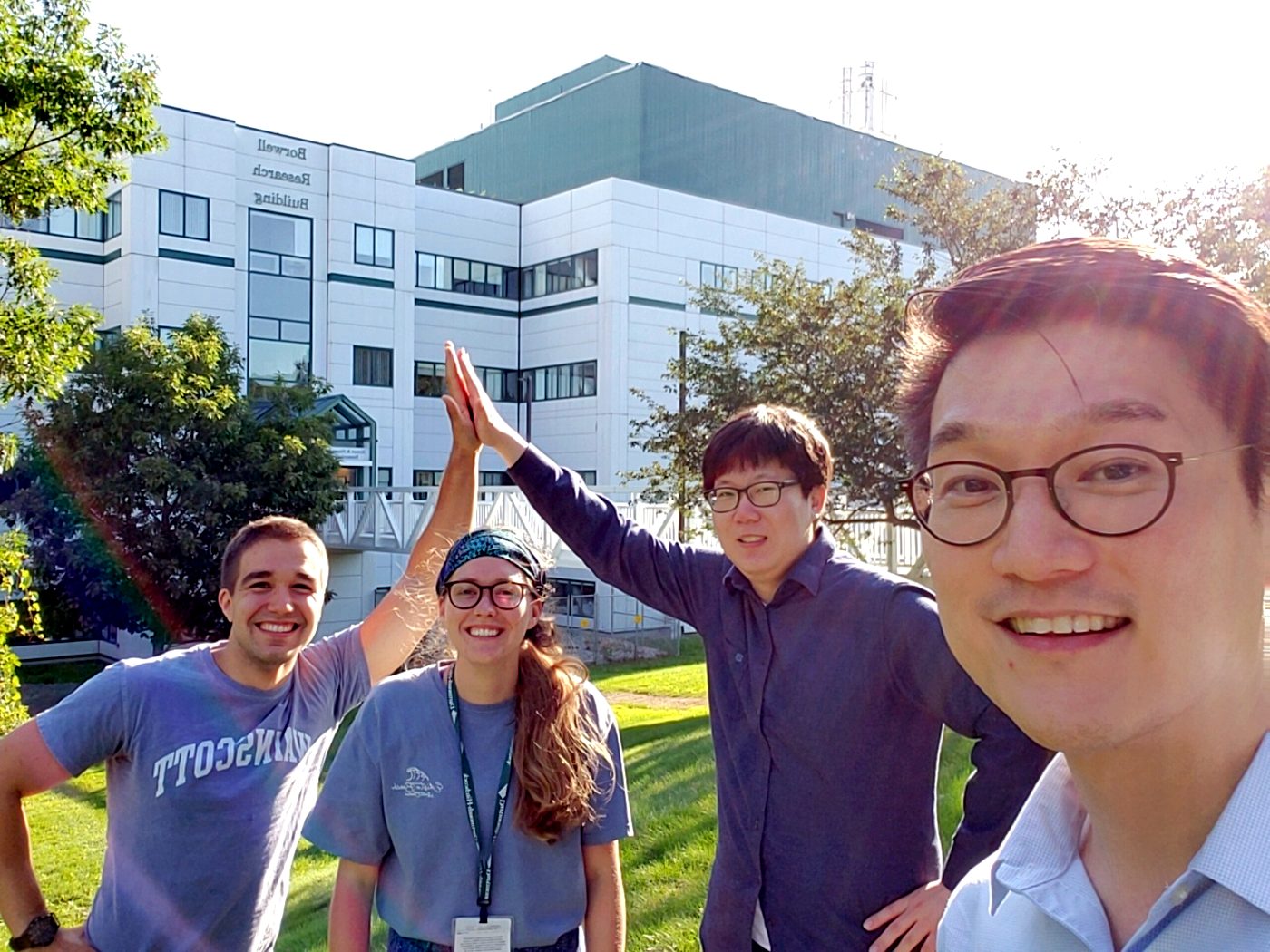 Immunoengineering Lab — High-fives on the quad
